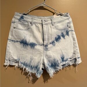 American Eagle Outfitters Blue Jean Shorts with Distressed Hem